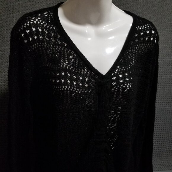 Crochet Boho Sheer Sweater Women's Bell Sleeves - Picture 1 of 5